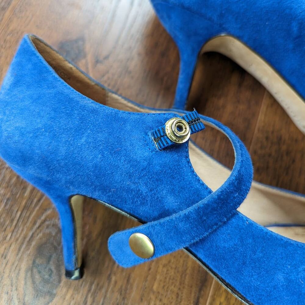 Boutique 9 Blue Suede Peep Toe heels 8M - Picture 7 of 7